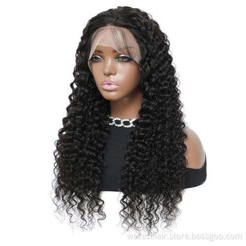 Closure Wigs Deep Wave Raw Virgin Human Hair Bleach Knots Wigs Peruvian Deep Wave 4*4 Lace Front Wigs For Black Women